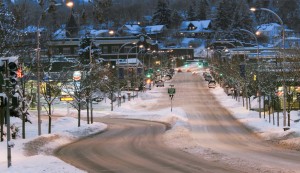 Downtown Pullman in Snow